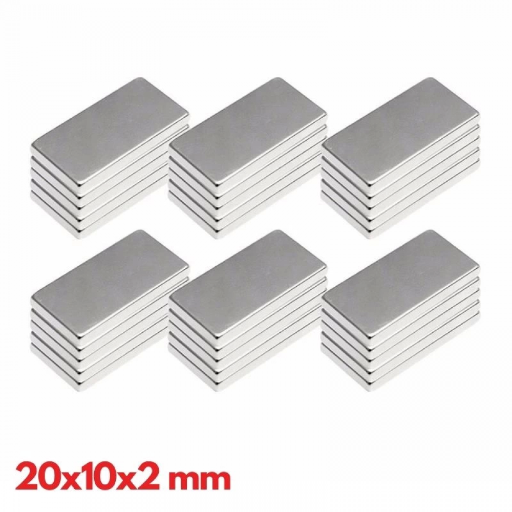 N35 20x10x2 Mm Neodyum Mıknatıs 100 Adet, Köşeli, Nikel Kaplamalı Kaliteli Ve Dayanıklı Ürün