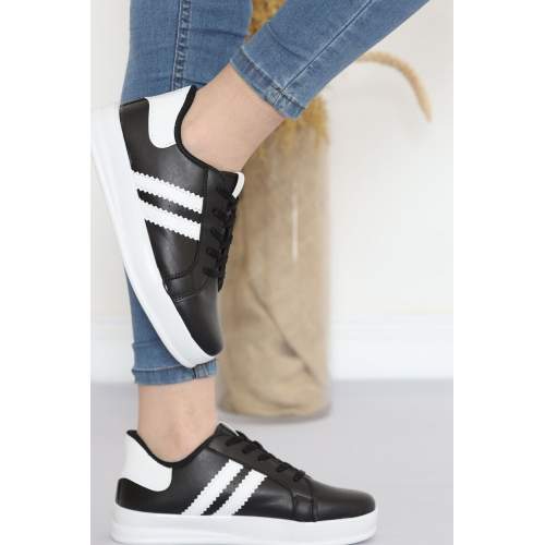 Çift Şeritli Günlük Ayakkabı Siyahbeyaz Çift Şeritli Günlük Ayakkabı Siyahbeyaz