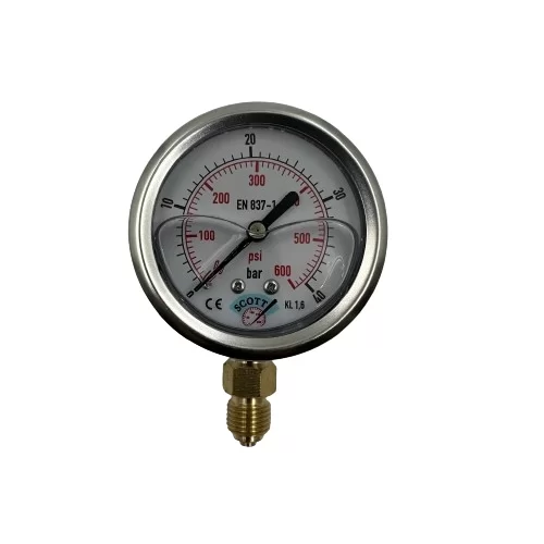 Q 63 - 0 - 40 BAR 1/4 ALTTAN ÇIKIŞLI GLİSERİNLİ MANOMETRE (Lisinya) Q 63 - 0 - 40 BAR 1/4 ALTTAN ÇIKIŞLI GLİSERİNLİ MANOMETRE (Lisinya)