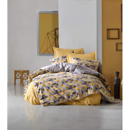 Çift Kişilik Minimal Nevresim Takımı Elon Sarı Çift Kişilik Minimal Nevresim Takımı Elon Sarı