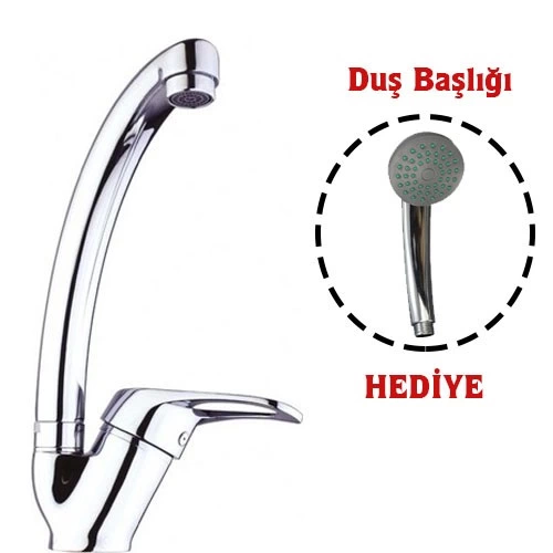 Mix Kuğu Mutfak Evye Batarya  + Duş Başlığı Hediyeli Mix Kuğu Mutfak Evye Batarya  + Duş Başlığı Hediyeli