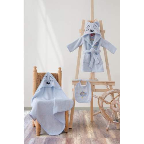 Bebek Bornoz Seti Bear Mavi Bebek Bornoz Seti Bear Mavi