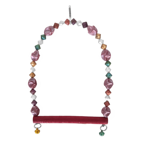 Boncuklu Ve Tünekli Kuş Salıncağı 10 cm-14 cm Bordo Boncuklu Ve Tünekli Kuş Salıncağı 10 cm-14 cm Bordo