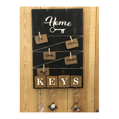 Dekoratif Home Keys Ahşap Resimlik Ve Notluk (siyah) Dekoratif Home Keys Ahşap Resimlik Ve Notluk (siyah)