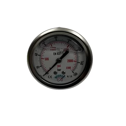 Ø 63 -0 - 160 BAR 1/4 GLİSERİNLİ ARKA ÇIKIŞLI MANOMETRE (Lisinya) Ø 63 -0 - 160 BAR 1/4 GLİSERİNLİ ARKA ÇIKIŞLI MANOMETRE (Lisinya)