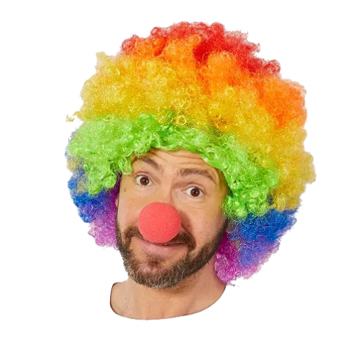 Rengarenk Gökkuşağı Afro Bonus Peruk ve Kırmızı Renk Sünger Burun 120 gr Rengarenk Gökkuşağı Afro Bonus Peruk ve Kırmızı Renk Sünger Burun 120 gr