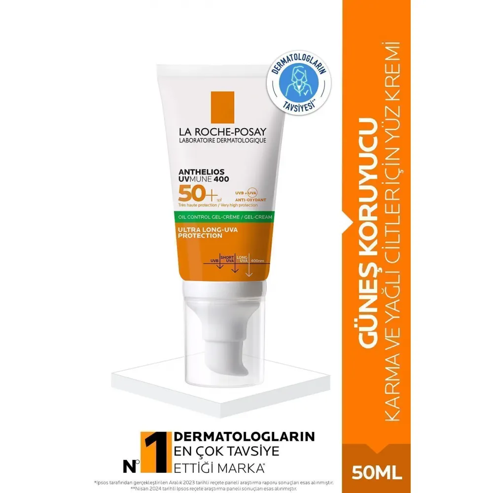 Anthelios Oil Control Gel Cream Spf50+ Yağlı ve Karma Ciltler İçin Renkli Yüz Güneş Kremi 50ml