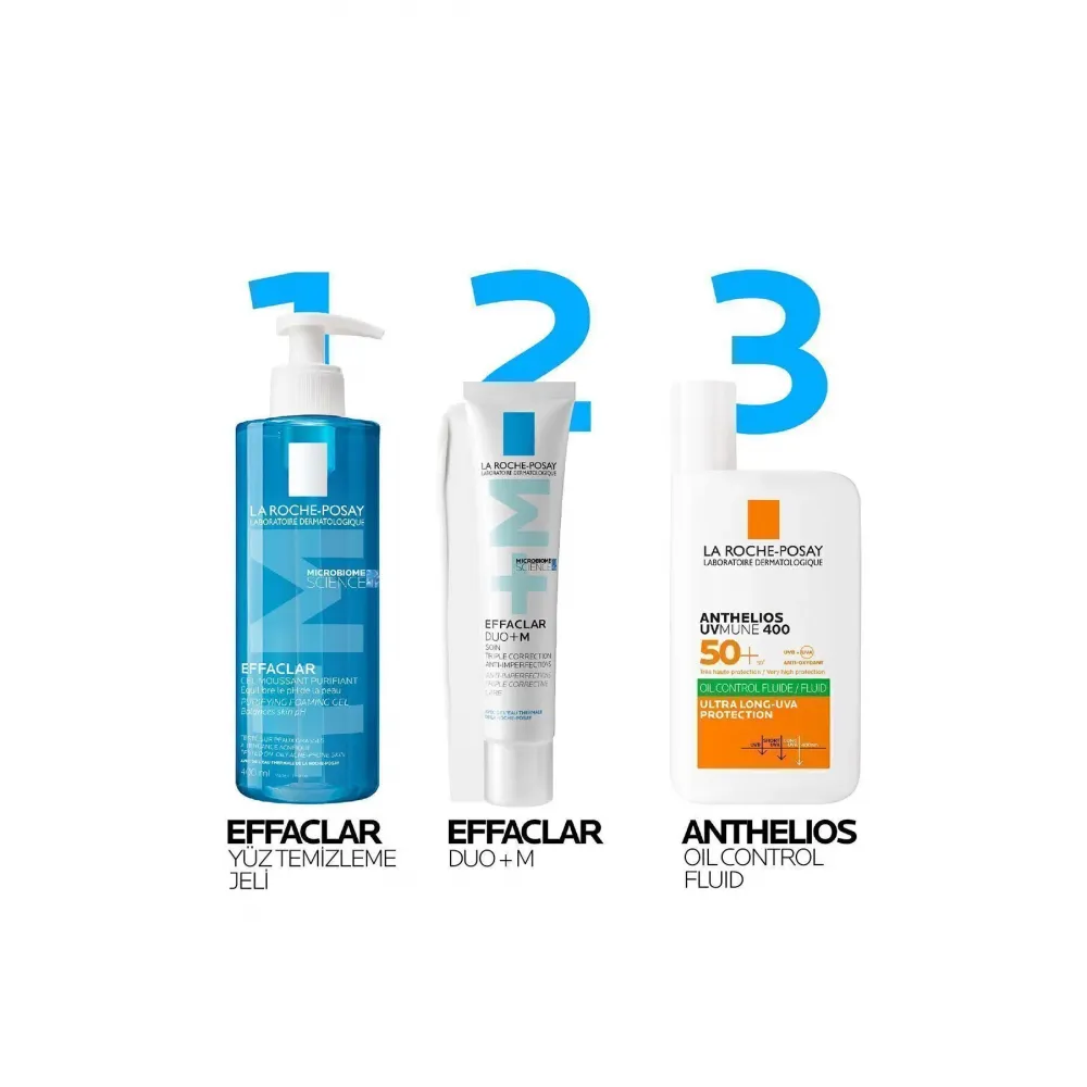 La Roche Posay Effaclar Yağlı Ciltler için Temizleme Jeli 400 ml 2'li Paket