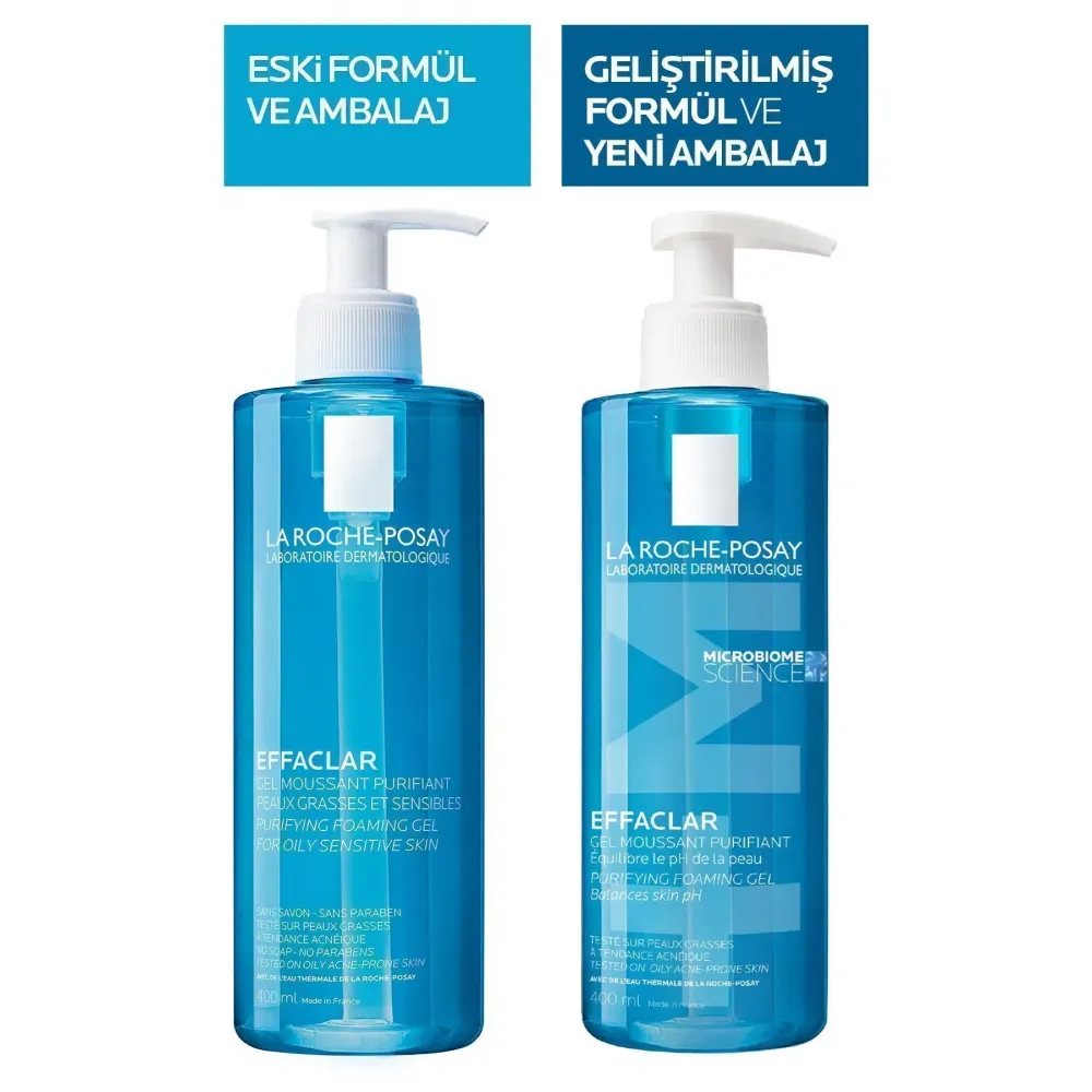 La Roche Posay Effaclar Yağlı Ciltler için Temizleme Jeli 400 ml 2'li Paket