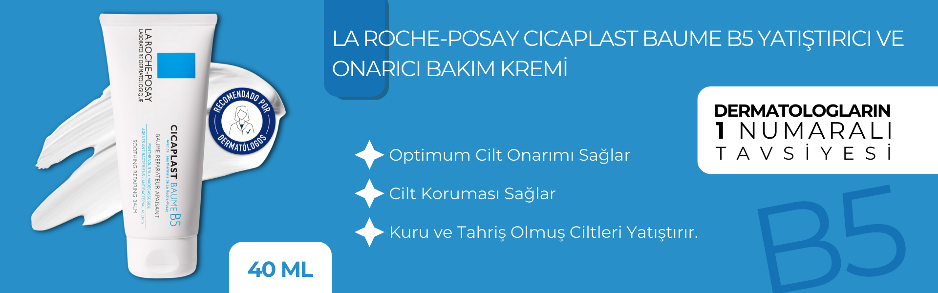 La Roche-Posay Cicaplast Baume B5 Yatıştırıcı ve Onarıcı Bakım Kremi 40 ml